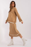 Fashionable Knitted Sweater and Skirt Set with Contrast Details