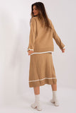 Fashionable Knitted Sweater and Skirt Set with Contrast Details