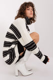 Colorful Stripe Oversize Knit Dress with Turtleneck