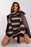 Colorful Striped Oversized Knit Dress with Turtleneck
