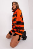 Colorful Striped Oversized Knit Dress with Turtleneck