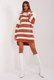 Colorful Striped Oversized Knit Dress with Turtleneck