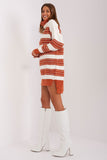 Colorful Striped Oversized Knit Dress with Turtleneck