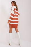 Colorful Striped Oversized Knit Dress with Turtleneck