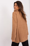 Elegant Turtleneck Sweater with Zipper and Plaid Weave