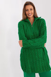 Elegant Zippered Turtleneck Sweater with Plaid Weave