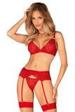 Seductive Lace Red Lingerie Set with Garter Belt