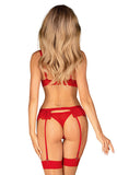 Seductive Lace Red Lingerie Set with Garter Belt