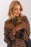 Elegant Dual-Material Women's Gloves with Decorative Straps