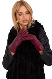 Elegant Two-Material Women's Gloves with Embroidered Detail