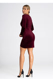 Elegant Overlapping Cut Velvet Dress with Deep V-Neck