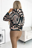 Beige and Green Wave Kangaroo Hoodie Sweatshirt