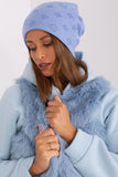 Warm Women's Cashmere Beanie Hat with Rhinestone Detail