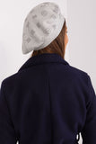 Rhinestone-Embellished Knitted Beret Hat
