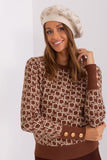 Rhinestone-Embellished Knitted Beret Hat