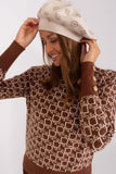 Rhinestone-Embellished Knitted Beret Hat