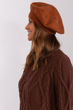Rhinestone-Embellished Knitted Beret Hat