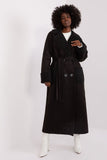 Elegant Insulated Coat with Tie Belt and Slip Pockets