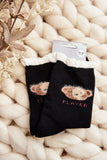 Cozy Women's Teddy Bear Patch Warm Socks for Cold Days