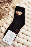 Cozy Women's Teddy Bear Patch Warm Socks for Cold Days