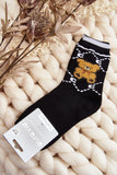 Cozy Teddy Bear Patch Women's Socks for Cold Days
