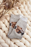 Cozy Women's Teddy Bear Patch Warm Socks for Cold Days