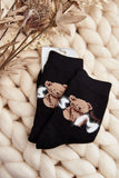 Cozy Women's Teddy Bear Patch Warm Socks for Cold Days