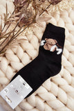 Cozy Women's Teddy Bear Patch Warm Socks for Cold Days