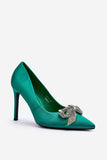 Elegant Pointed Stilettos with Rhinestone Bow Detail