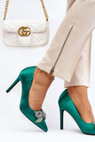 Elegant Pointed Stilettos with Rhinestone Bow Detail
