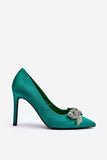 Elegant Pointed Stilettos with Rhinestone Bow Detail