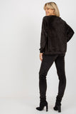 Rhinestone-Decorated Velour Blouse and Pants Set