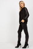 Rhinestone-Decorated Velour Blouse and Pants Set
