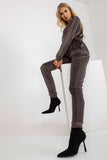 Chic Velour Blouse & Long Pants Set with Rhinestone Details