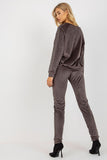 Chic Velour Blouse & Long Pants Set with Rhinestone Details