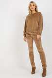 Rhinestone-Embellished Velour Blouse & Long Pants Set
