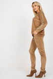 Rhinestone-Embellished Velour Blouse & Long Pants Set