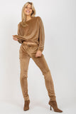 Rhinestone-Embellished Velour Blouse & Long Pants Set