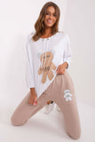Teddy Bear Print Sweatshirt Set with Pants and Pockets
