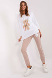 Teddy Bear Print Sweatshirt Set with Pants and Pockets