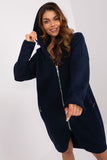 Sporty Extended Sweatshirt with Hood and Zipper Closure