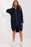 Sporty Extended Sweatshirt with Hood and Zipper Closure