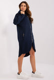Sporty Extended Sweatshirt with Hood and Zipper Closure