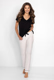 Cozy Women's Pajamas Set: Blouse & Striped Pants with Bow