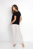 Cozy Women's Pajamas Set: Blouse & Striped Pants with Bow