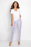 Comfortable Women's Pajamas Set with Heart Neckline Blouse