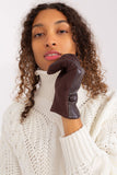 Elegant Two-Material Women's Gloves with Decorative Straps