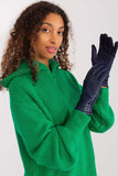 Elegant Two-Material Women's Gloves with Decorative Straps