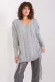 Elegant Women's Sweater with Plaid Texture & Decorative Ties