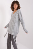 Elegant Women's Sweater with Plaid Texture & Decorative Ties